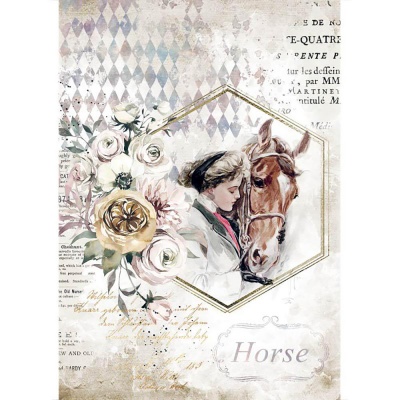 ryzovy papier a4 romantic horses lady frame