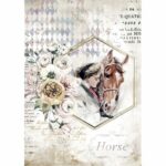 stamperia rice paper a4 romantic horses lady frame