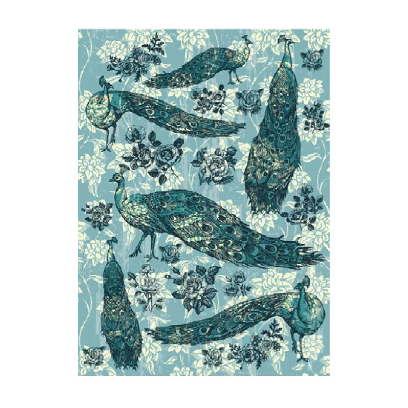 Rýžový papír A3 - M282- Modří pávi