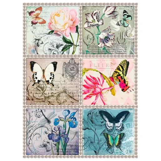 Rýžový papír A3 - 198 Cadence- Známky s motýlky