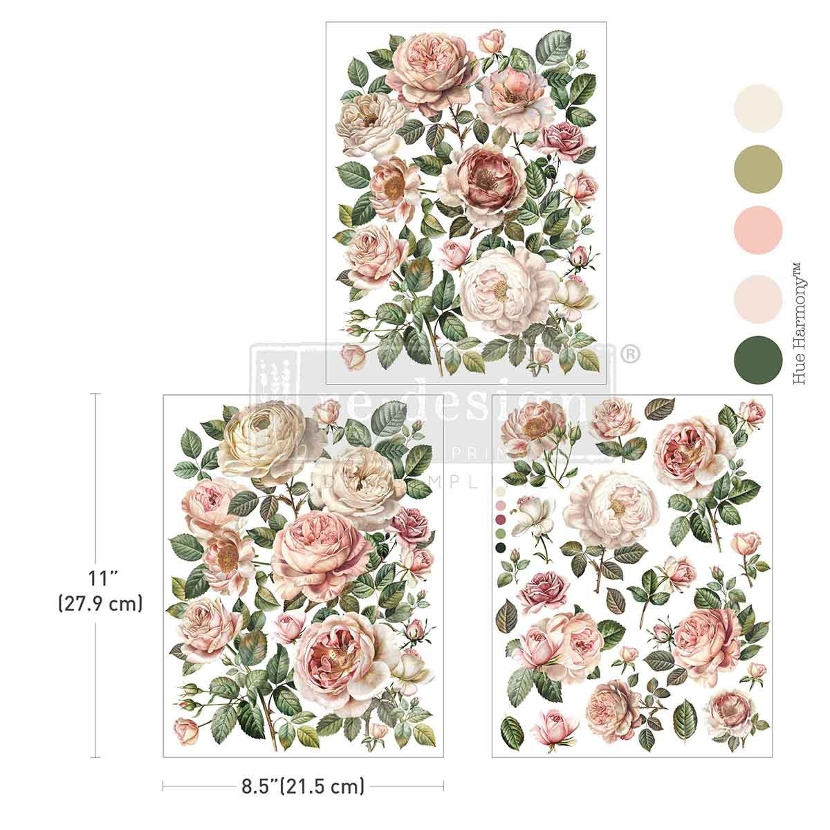 Transfer na nábytek ReDesign with Prima - Blush Blossoms - 3 listy