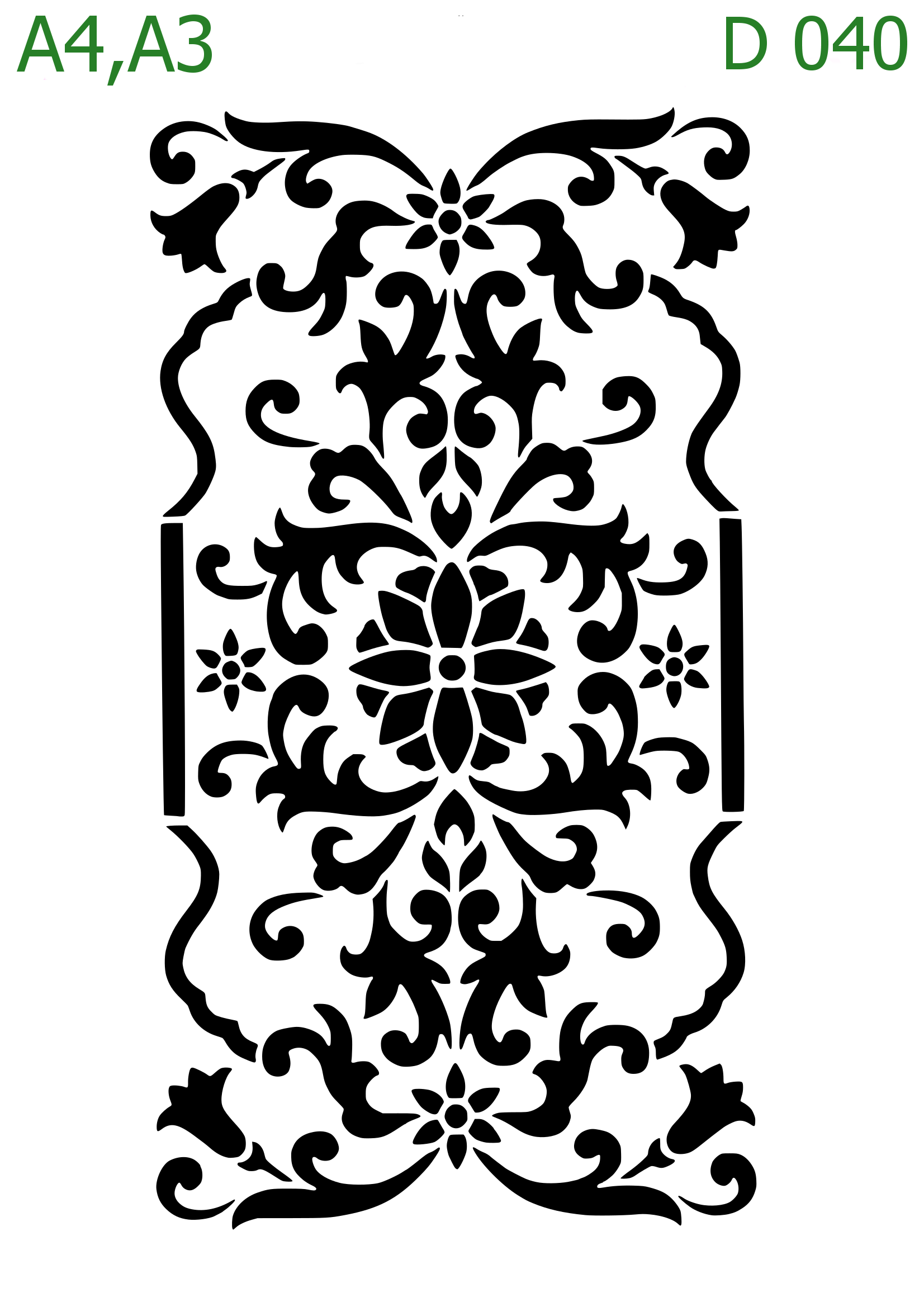 Plastová šablona pro malování - Ornamenty, bondury, rohy - Obdélníkový zámecký panel (D040)