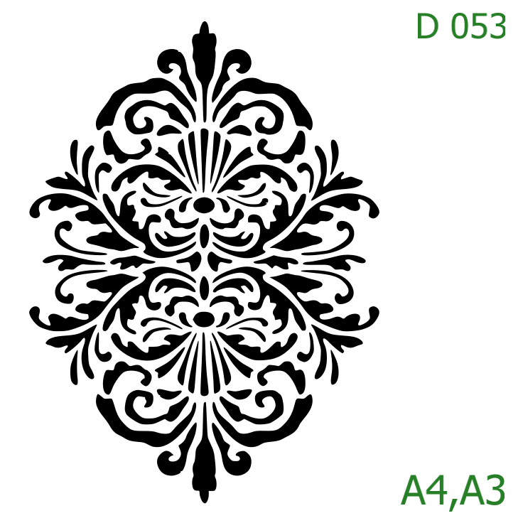 Plastová šablona pro malování - Ornamenty, bondury, rohy - Oválný královský medailon (D053)