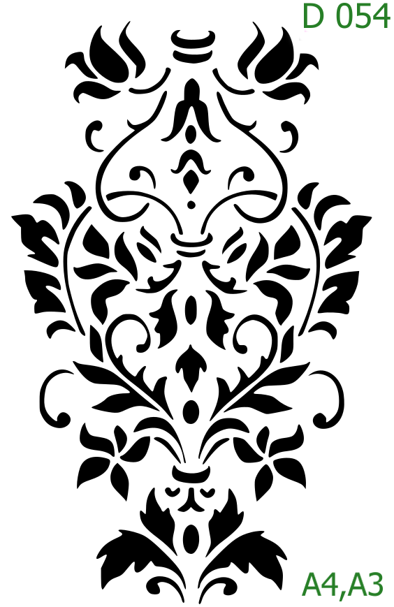 Plastová šablona pro malování - Ornamenty, bondury, rohy - Svislý damaškový pás (D054)