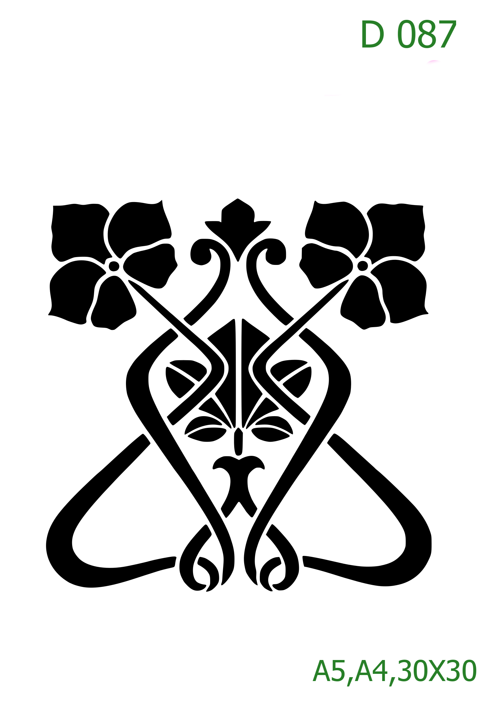 Plastová šablona pro malování - Ornamenty, bondury, rohy - Secesní středový motiv (D087)