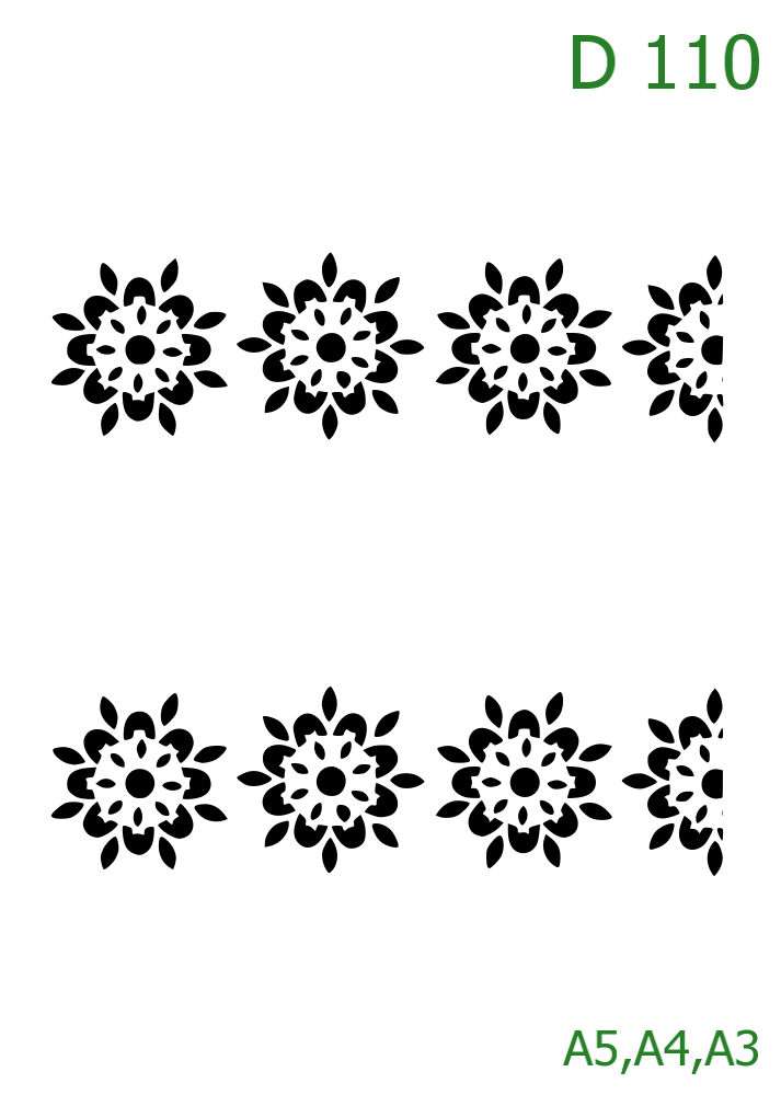 Plastová šablona pro malování - Ornamenty, bondury, rohy - Symetrické horizontální hvězdice (D110)