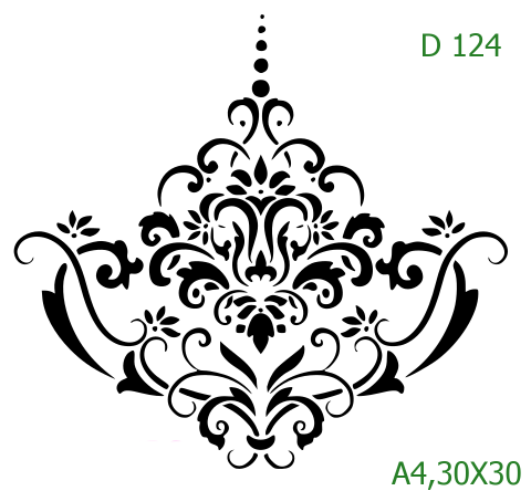 Plastová šablona pro malování - Ornamenty, bondury, rohy - Nízký široký barokní střed (D124)