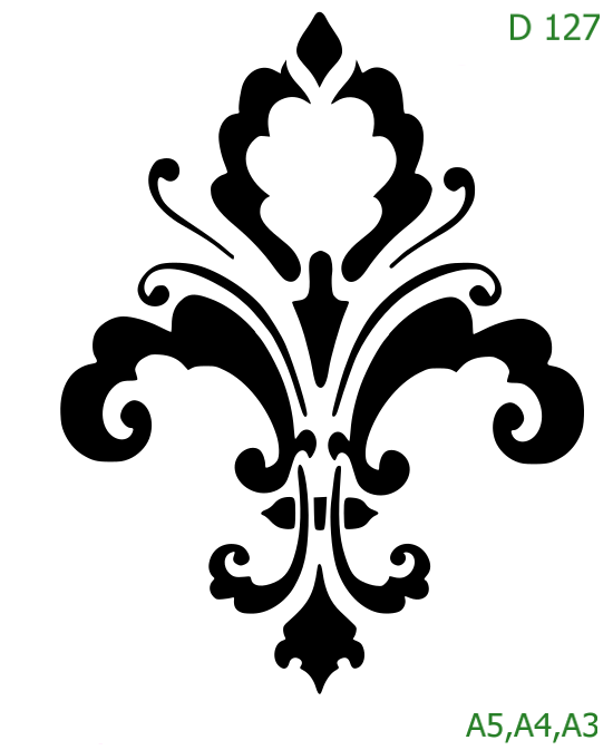 Plastová šablona pro malování - Ornamenty, bondury, rohy - Motiv francouzské lilie (Fleur-de-lis) (D127)
