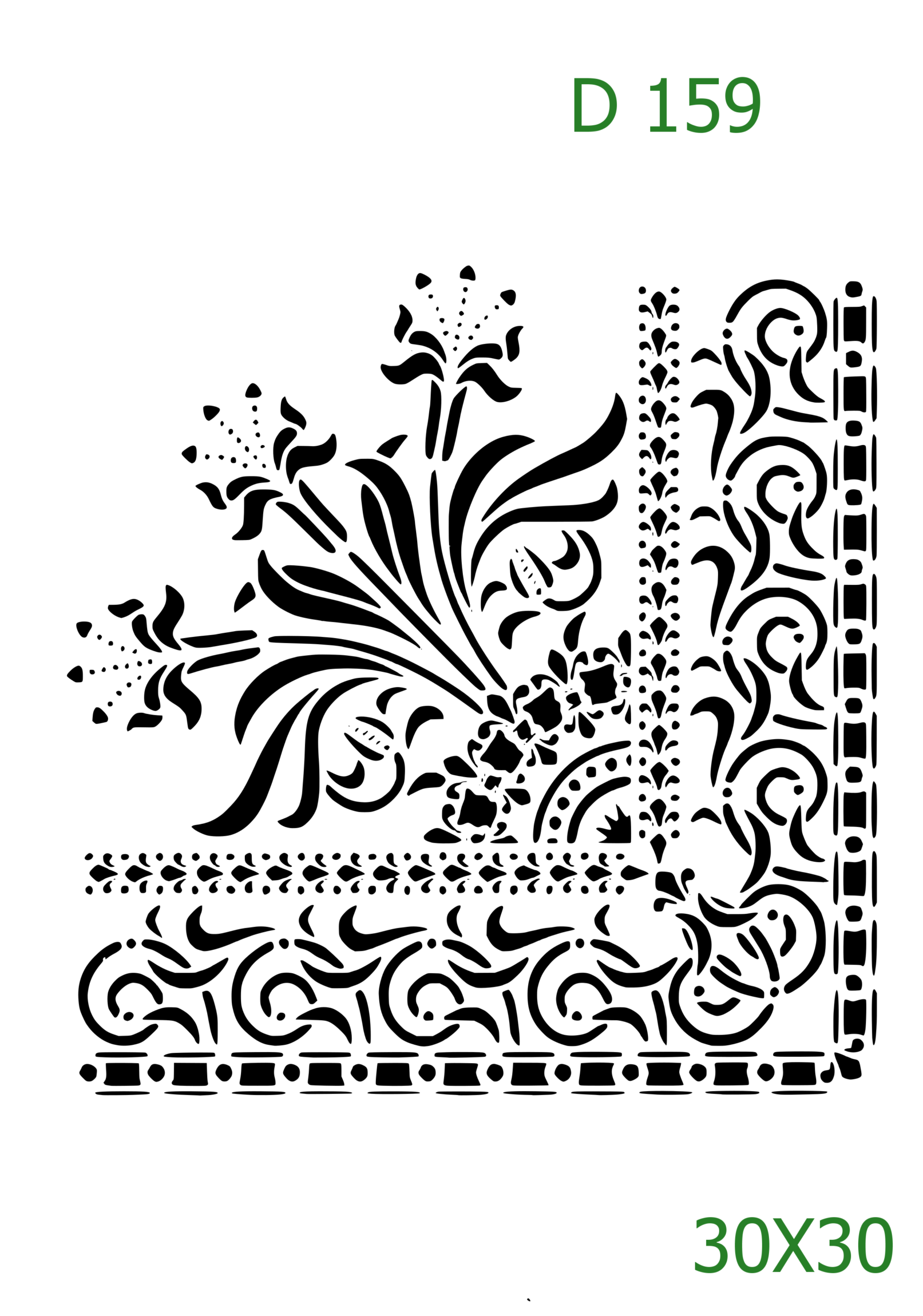 Plastová šablona pro malování - Ornamenty, bondury, rohy - Pravoúhlý zubatý roh (D159)