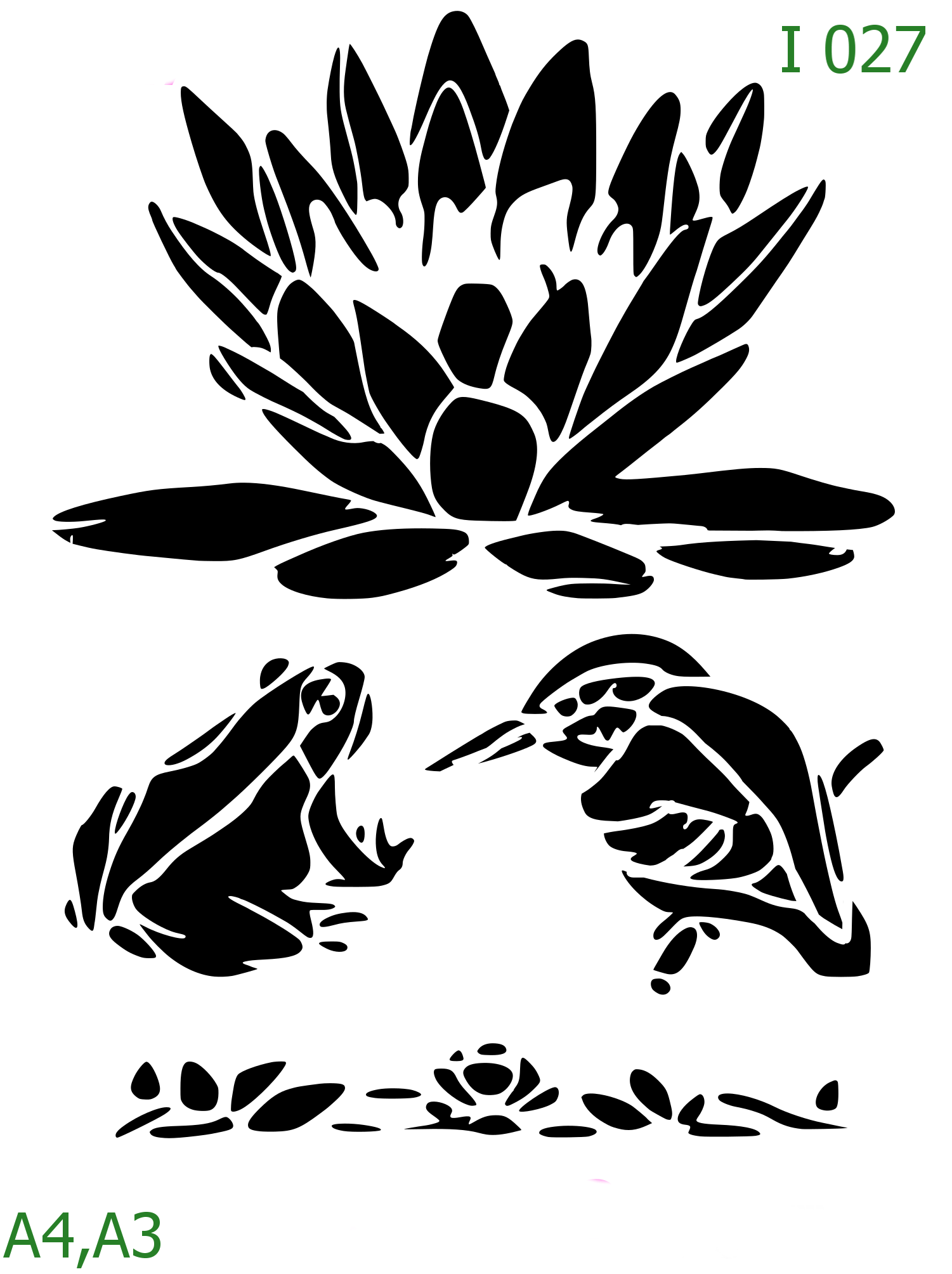 Plastová šablona pro malování - Rostliny a květiny - Lotosový květ s leknínem (I027)