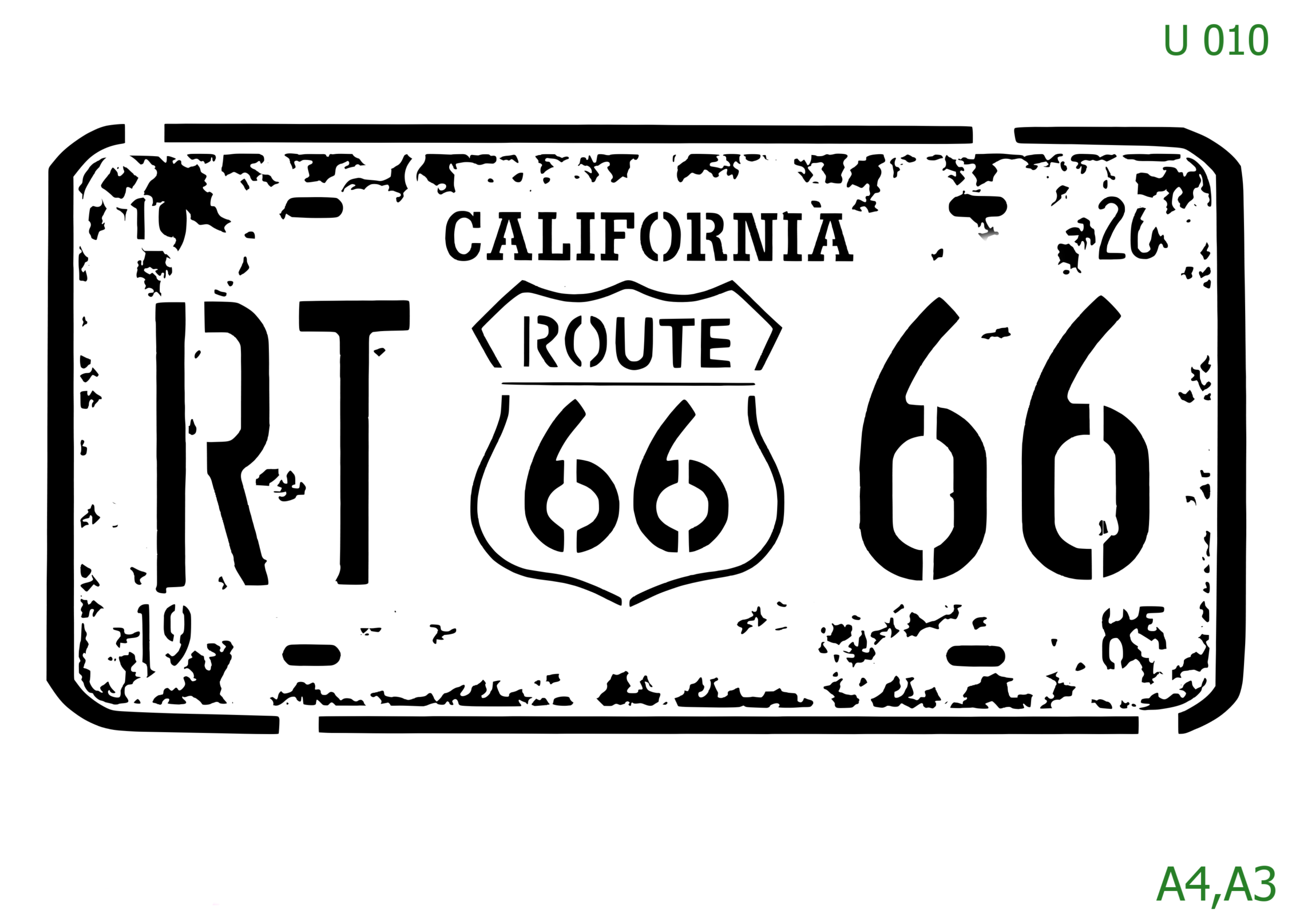 Plastová šablona pro malování - Cizí nápisy - Značka silnice Route 66 (U010)