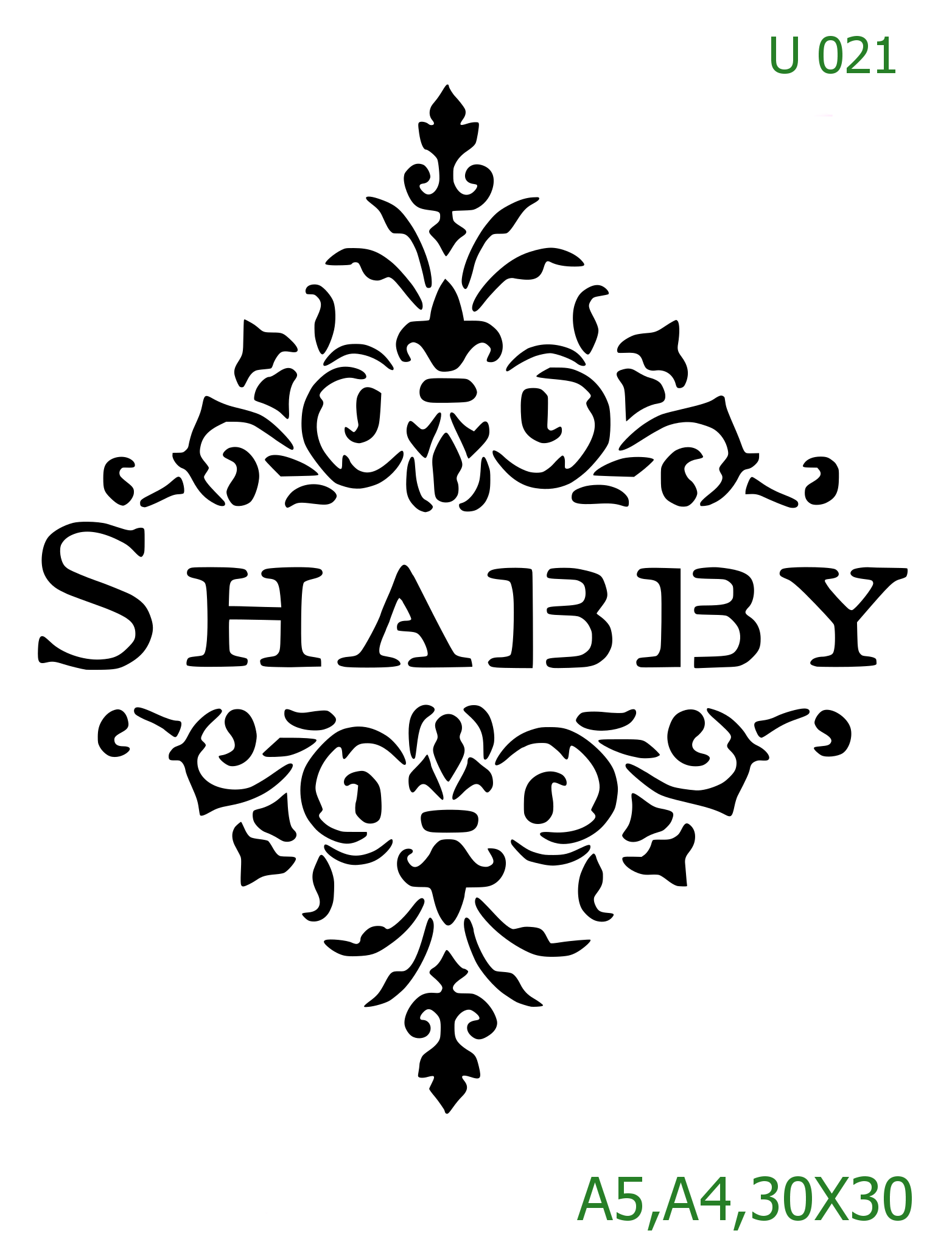 Plastová šablona pro malování - Cizí nápisy - Ozdobný nápis Shabby (U021)