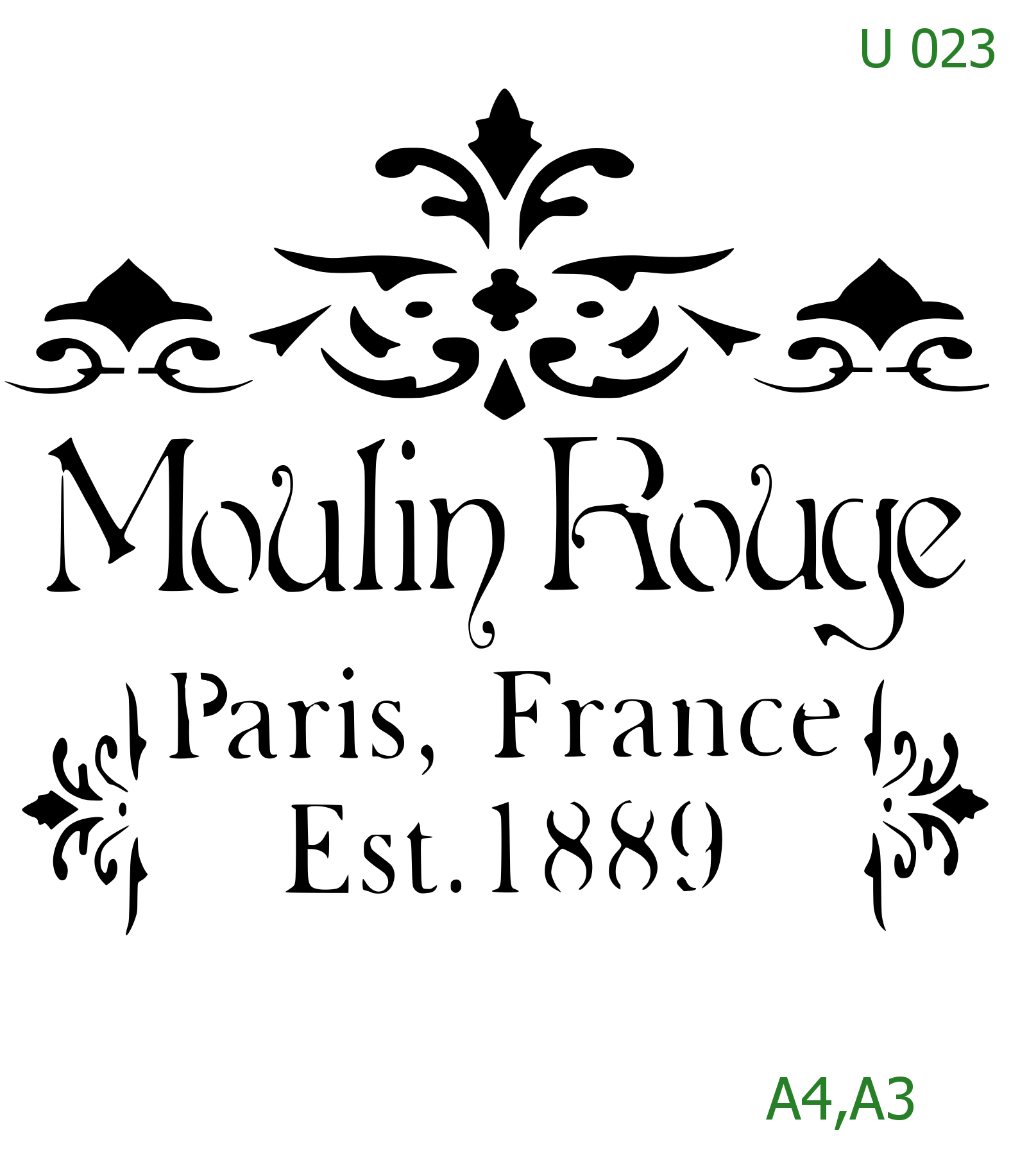 Plastová šablona pro malování - Cizí nápisy - Nápis Moulin Rouge Paris (U023)