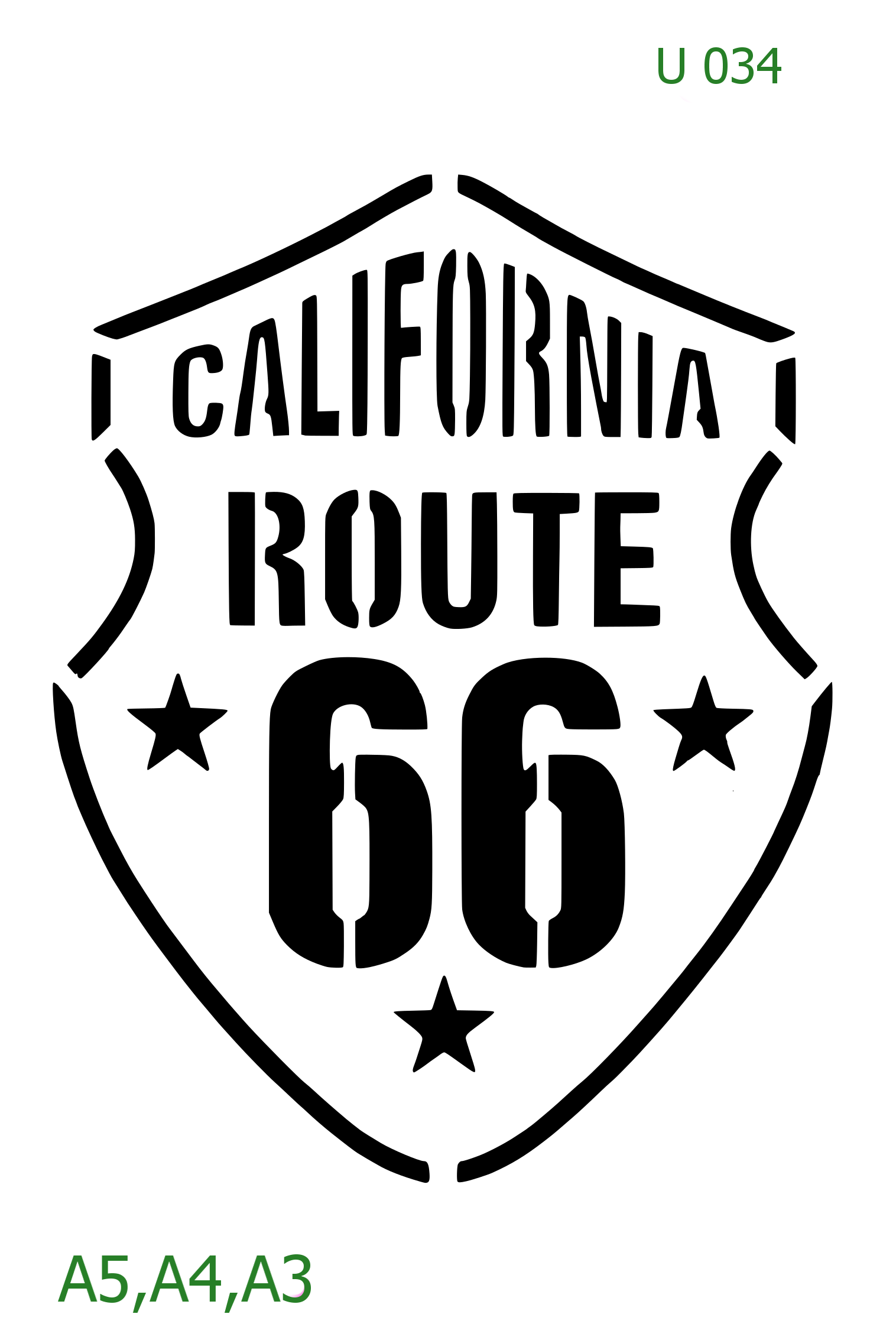 Plastová šablona pro malování - Cizí nápisy - Štítek California Route 66 (U034)