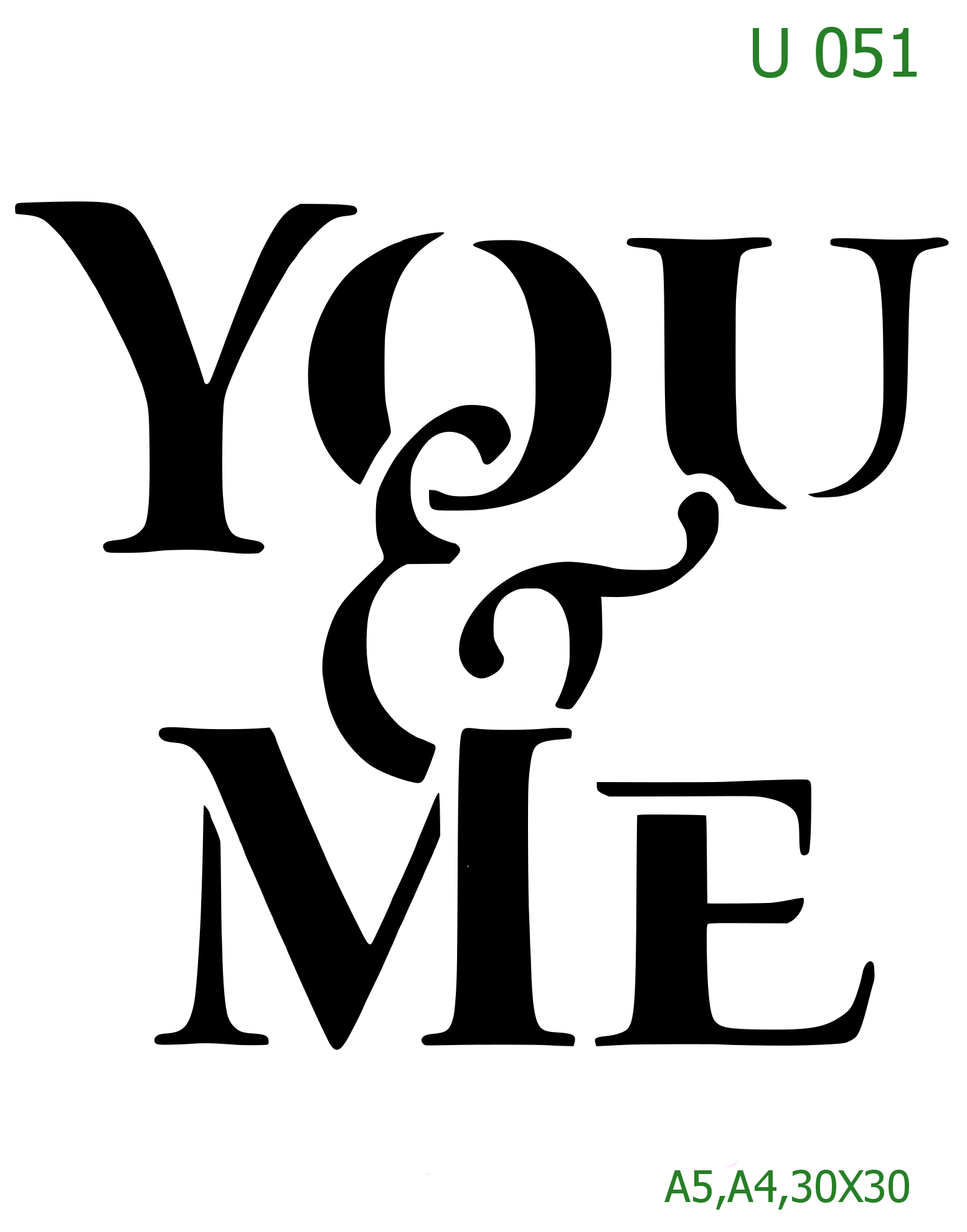 Plastová šablona pro malování - Cizí nápisy - Typografický nápis You & Me (U051)