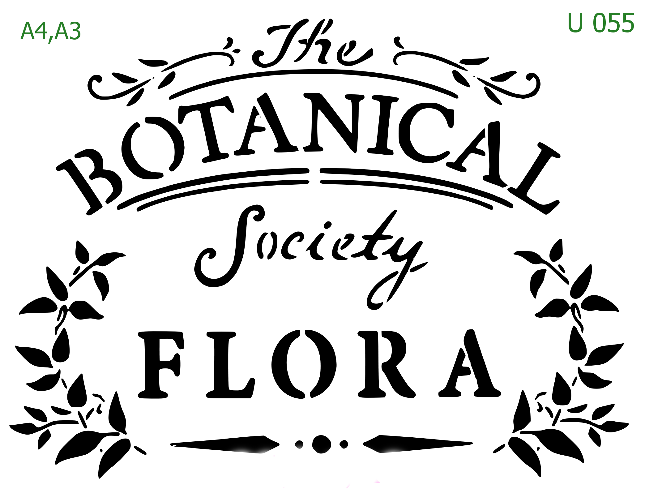 Plastová šablona pro malování - Cizí nápisy - Květinový motiv Botanical Society Flora (U055)