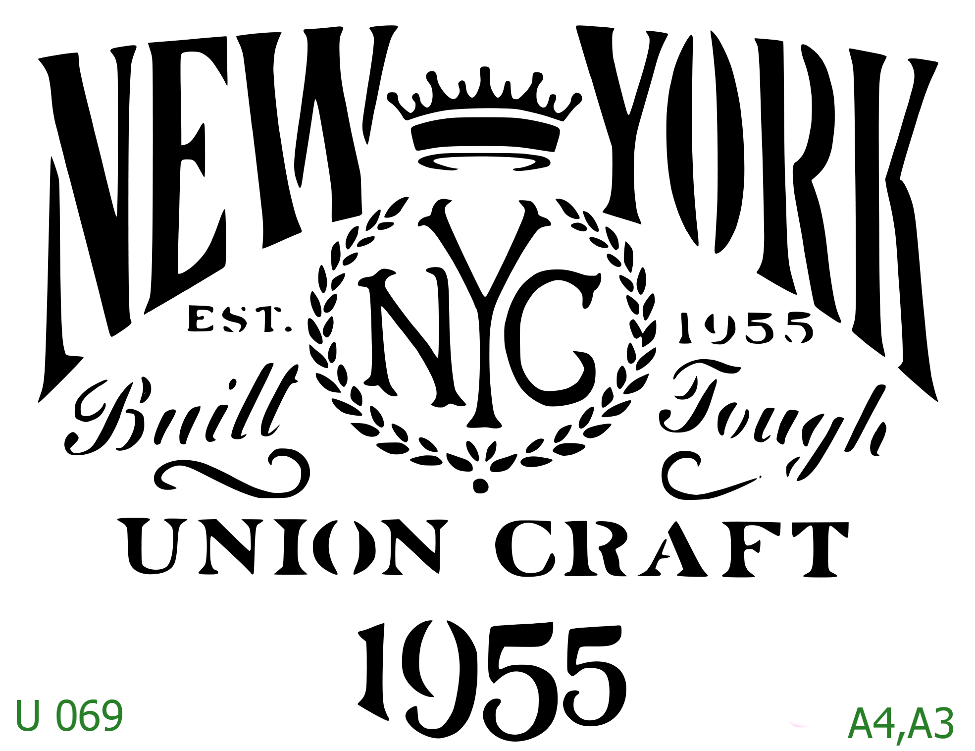 Plastová šablona pro malování - Cizí nápisy - Znak New York 1955 (U069)