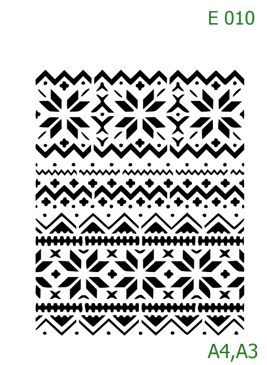 Plastová šablona pro malování - Lidové vzory - Široká folklorní bordura s geometrickými prvky (E010)