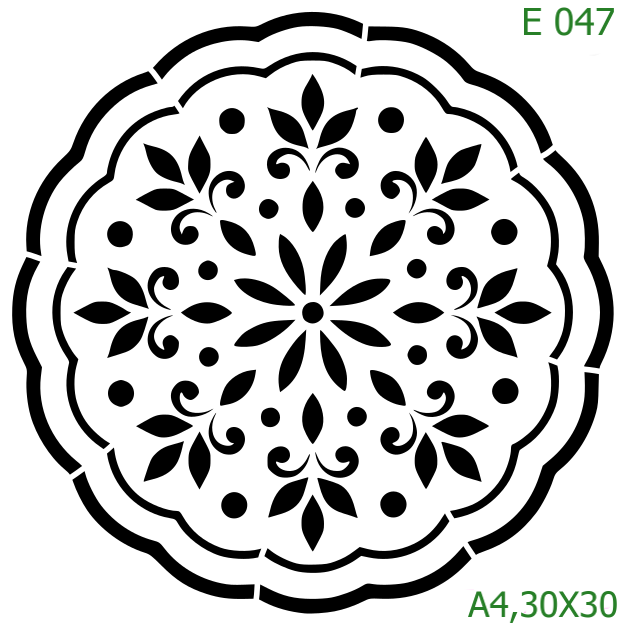 Plastová šablona pro malování - Lidové vzory - Velká detailní folklorní mandala (E047)