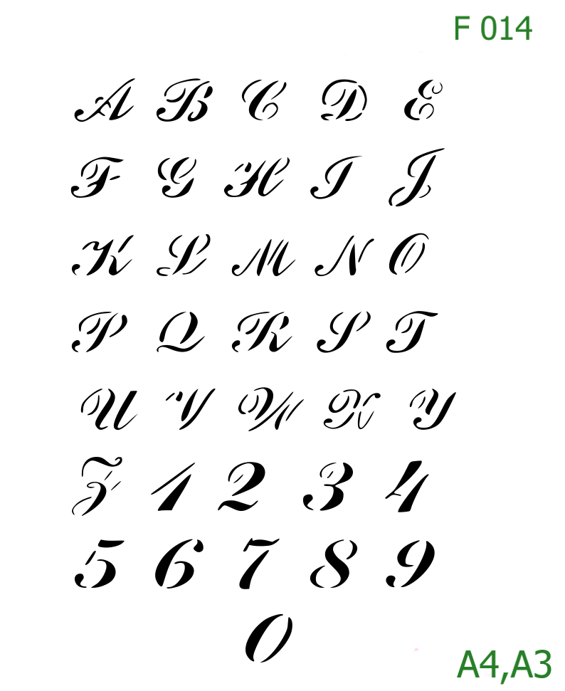 Plastová šablona pro malování - Čísla, písmena, monogramy - Psací abeceda malá písmena (F014)