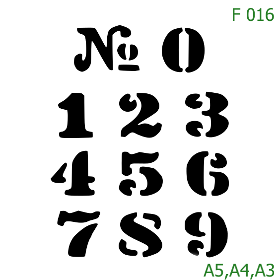 Plastová šablona pro malování - Čísla, písmena, monogramy - Vintage retro čísla 0-9 (F016)