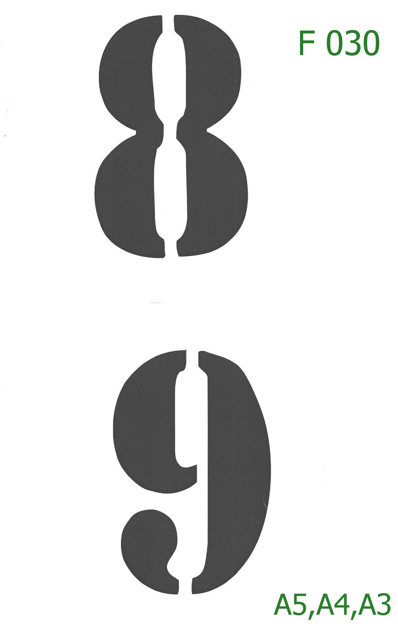 Plastová šablona pro malování - Čísla, písmena, monogramy - Velká vintage čísla 8 a 9 (F030)