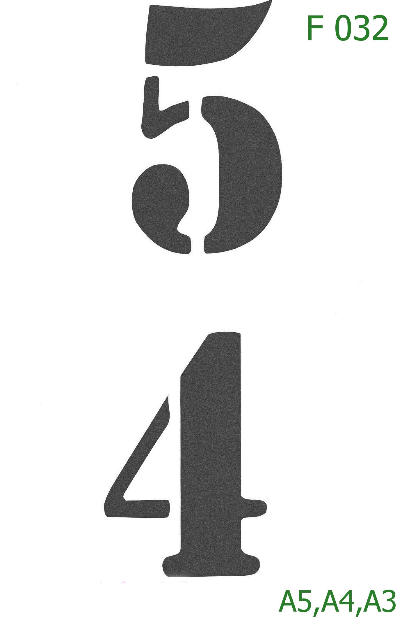 Plastová šablona pro malování - Čísla, písmena, monogramy - Velká vintage čísla 5 a 4 (F032)