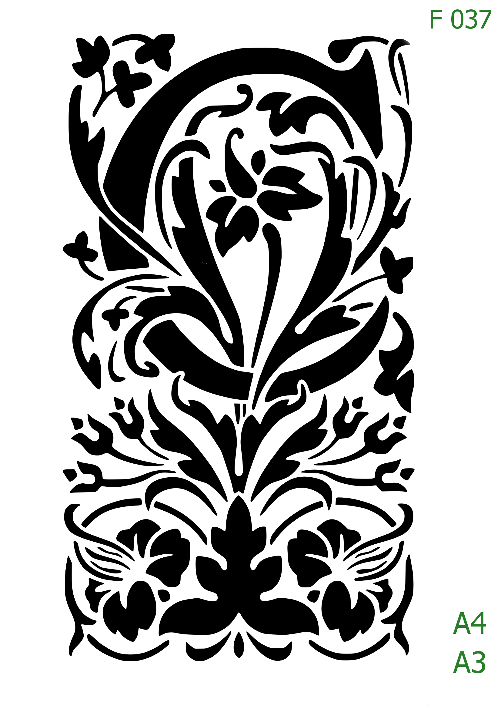 Plastová šablona pro malování - Čísla, písmena, monogramy - Zámecká iniciála C s florálním motivem (F037)