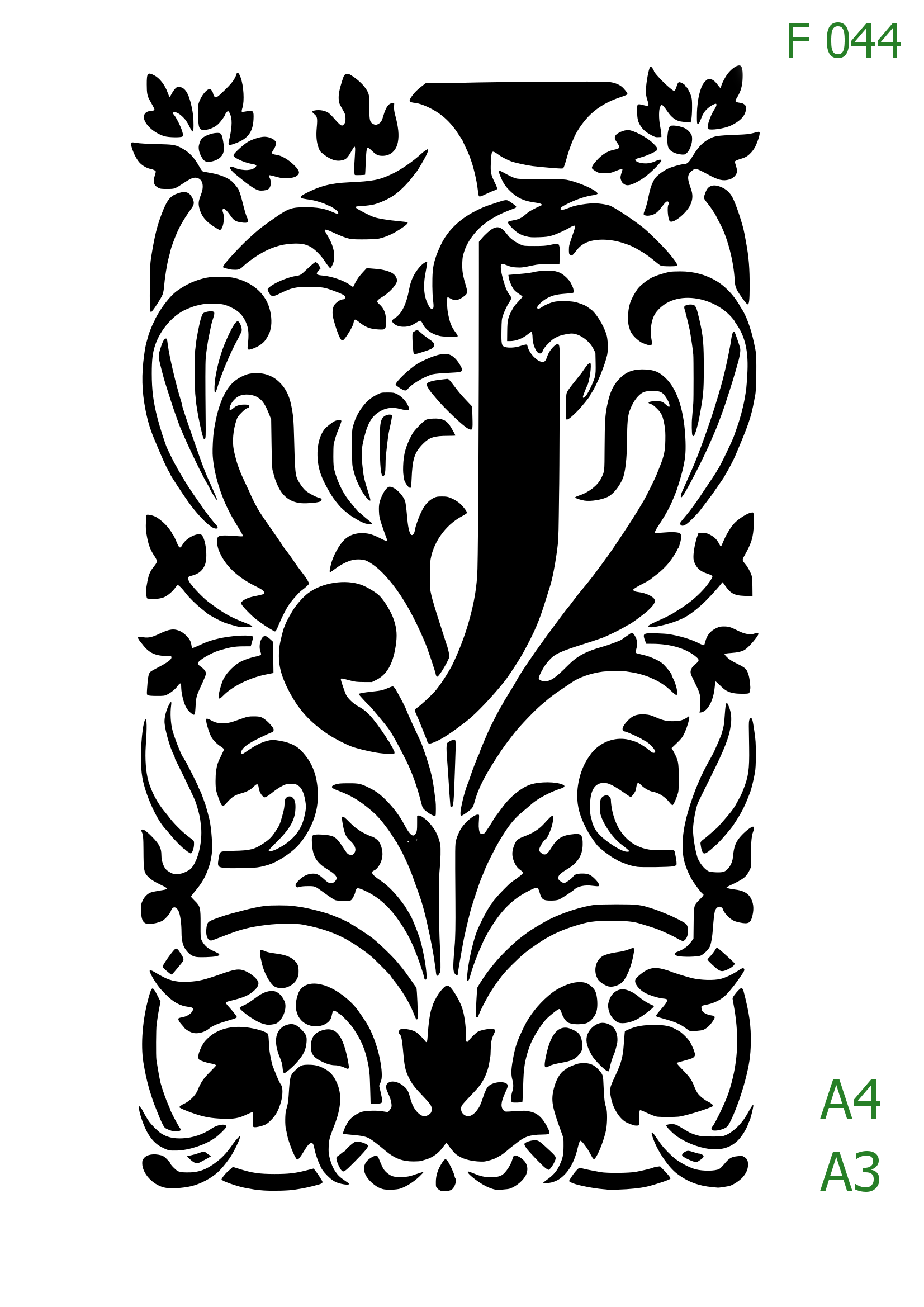 Plastová šablona pro malování - Čísla, písmena, monogramy - Zámecká iniciála J s florálním motivem (F044)