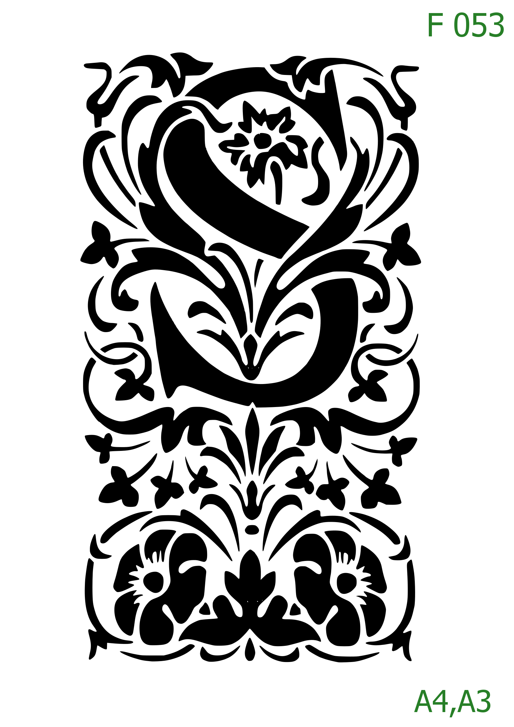 Plastová šablona pro malování - Čísla, písmena, monogramy - Zámecká iniciála S s florálním motivem (F053)