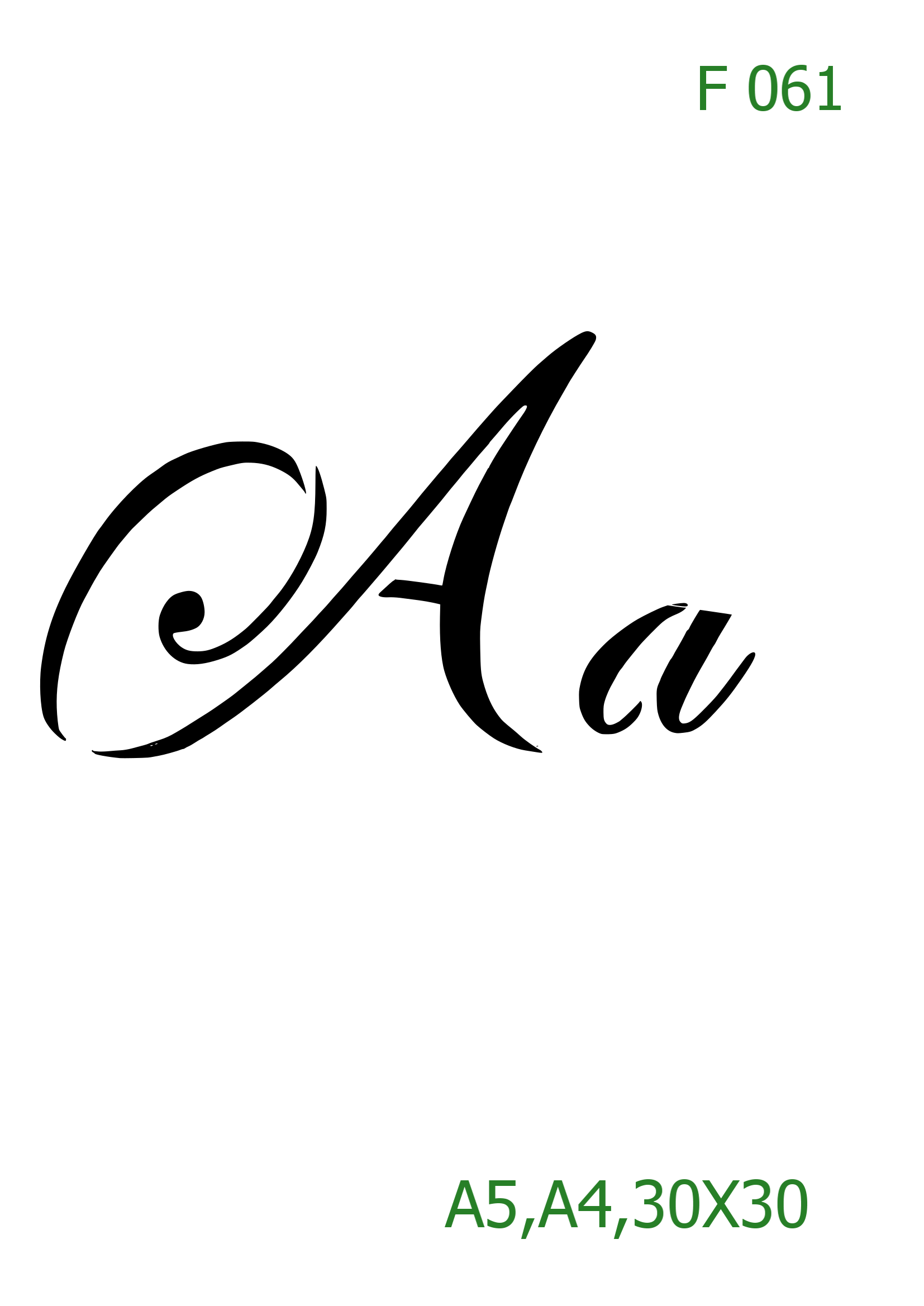 Plastová šablona pro malování - Čísla, písmena, monogramy - Kaligrafické písmeno Aa (F061)