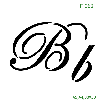 Plastová šablona pro malování - Čísla, písmena, monogramy - Kaligrafické písmeno Bb (F062)