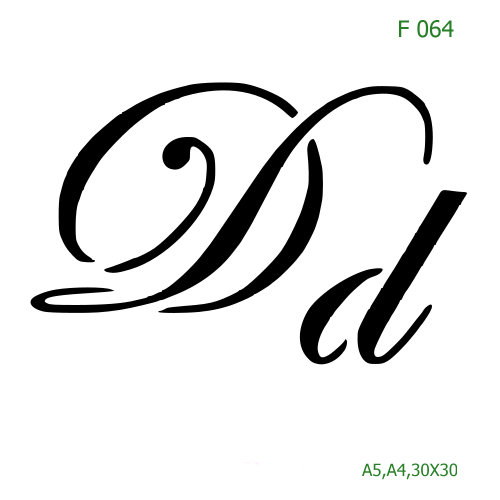 Plastová šablona pro malování - Čísla, písmena, monogramy - Kaligrafické písmeno Dd (F064)