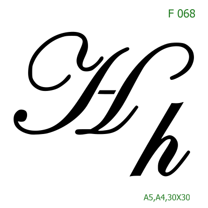 Plastová šablona pro malování - Čísla, písmena, monogramy - Kaligrafické písmeno Hh (F068)