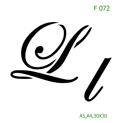 Plastová šablona pro malování - Čísla, písmena, monogramy - Kaligrafické písmeno Ll (F072)