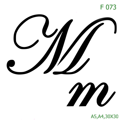 Plastová šablona pro malování - Čísla, písmena, monogramy - Kaligrafické písmeno Mm (F073)