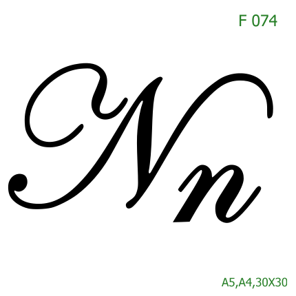 Plastová šablona pro malování - Čísla, písmena, monogramy - Kaligrafické písmeno Nn (F074)