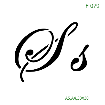 Plastová šablona pro malování - Čísla, písmena, monogramy - Kaligrafické písmeno Ss (F079)