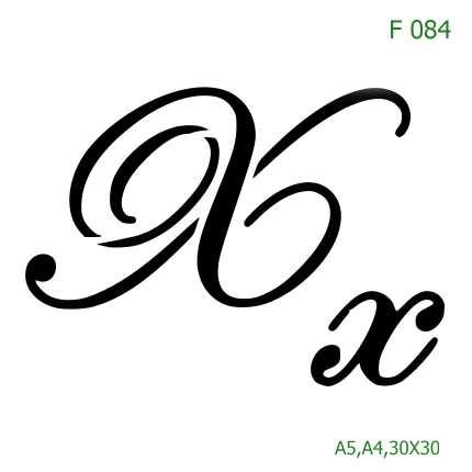 Plastová šablona pro malování - Čísla, písmena, monogramy - Kaligrafické písmeno Xx (F084)