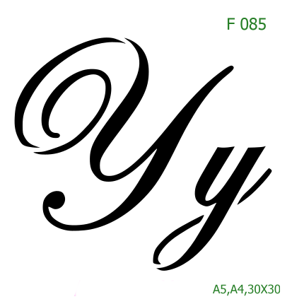 Plastová šablona pro malování - Čísla, písmena, monogramy - Kaligrafické písmeno Yy (F085)