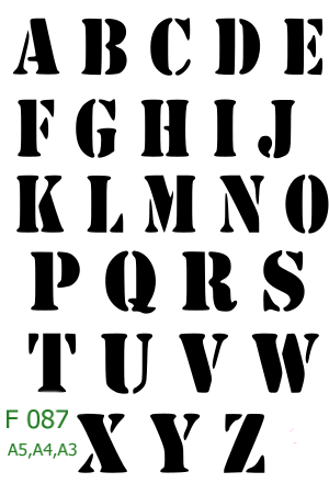 Plastová šablona pro malování - Čísla, písmena, monogramy - Tučná bloková abeceda A-Z (F087)