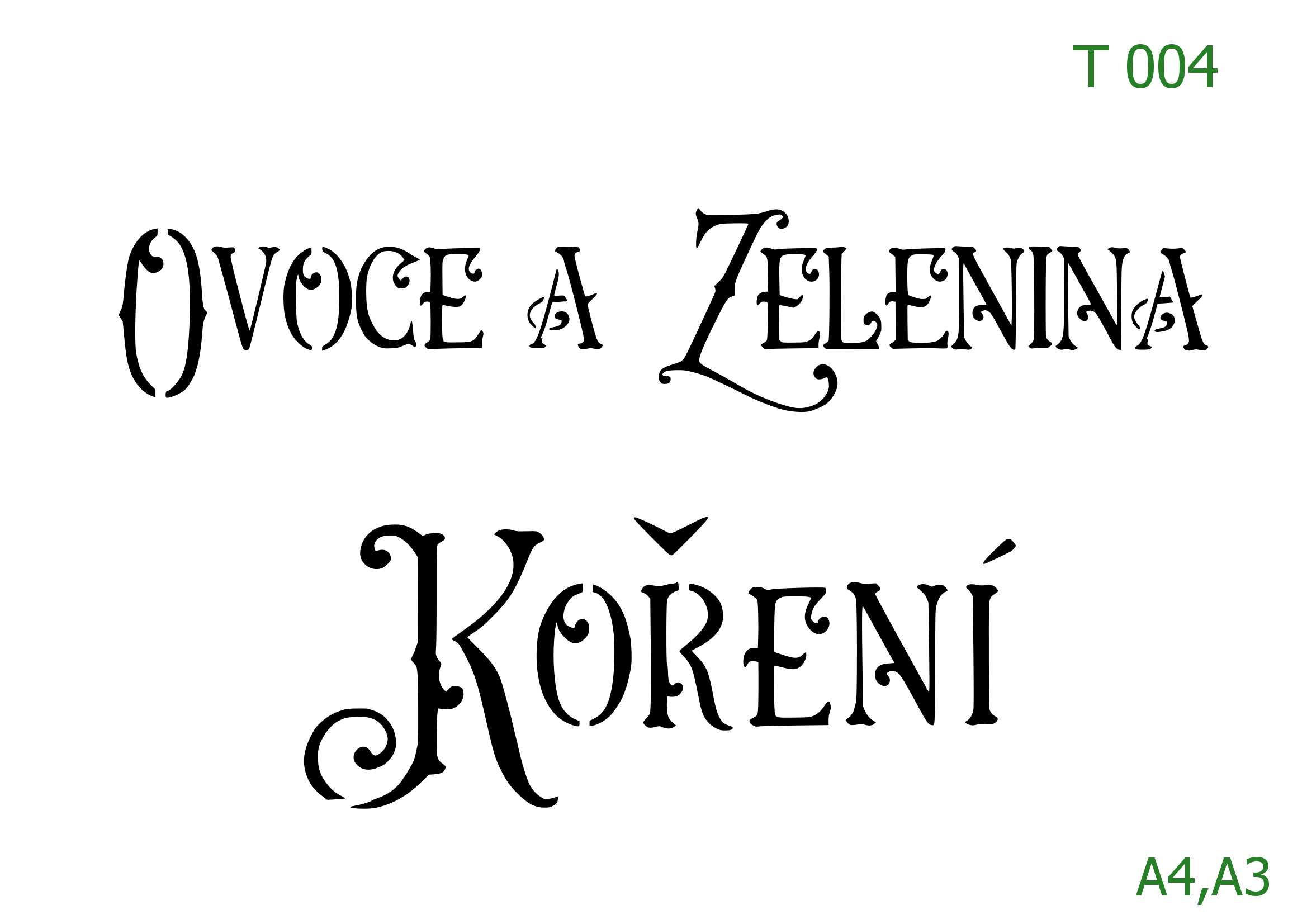 Plastová šablona pro malování - České nápisy - Nápisy Ovoce a zelenina a Koření (T004)