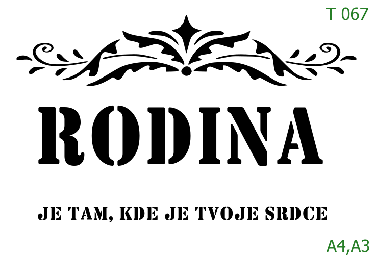 Plastová šablona pro malování - České nápisy - Rámeček s nápisem Rodina (T067)