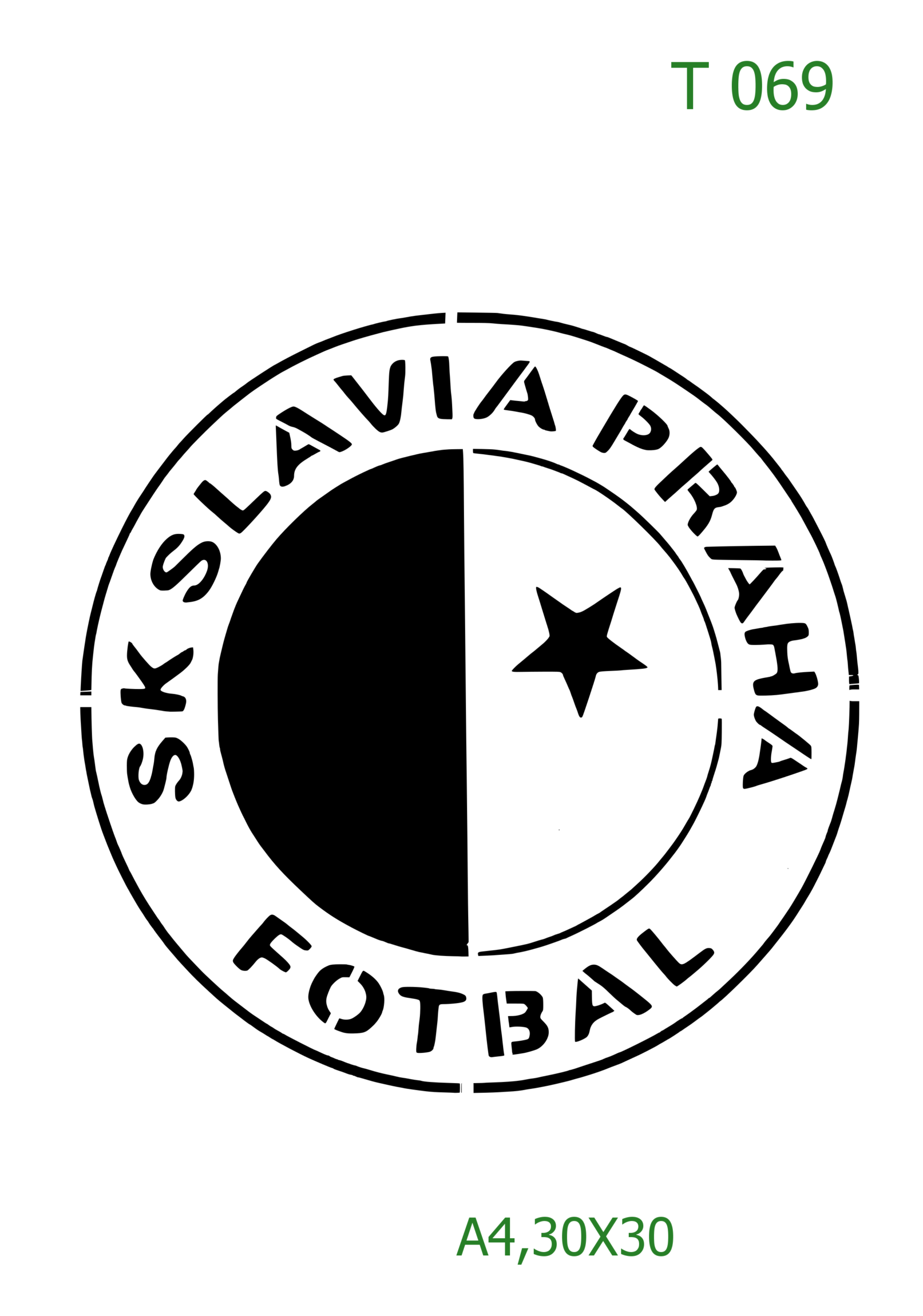 Plastová šablona pro malování - České nápisy - Kruhové logo SK Slavia Praha (T069)