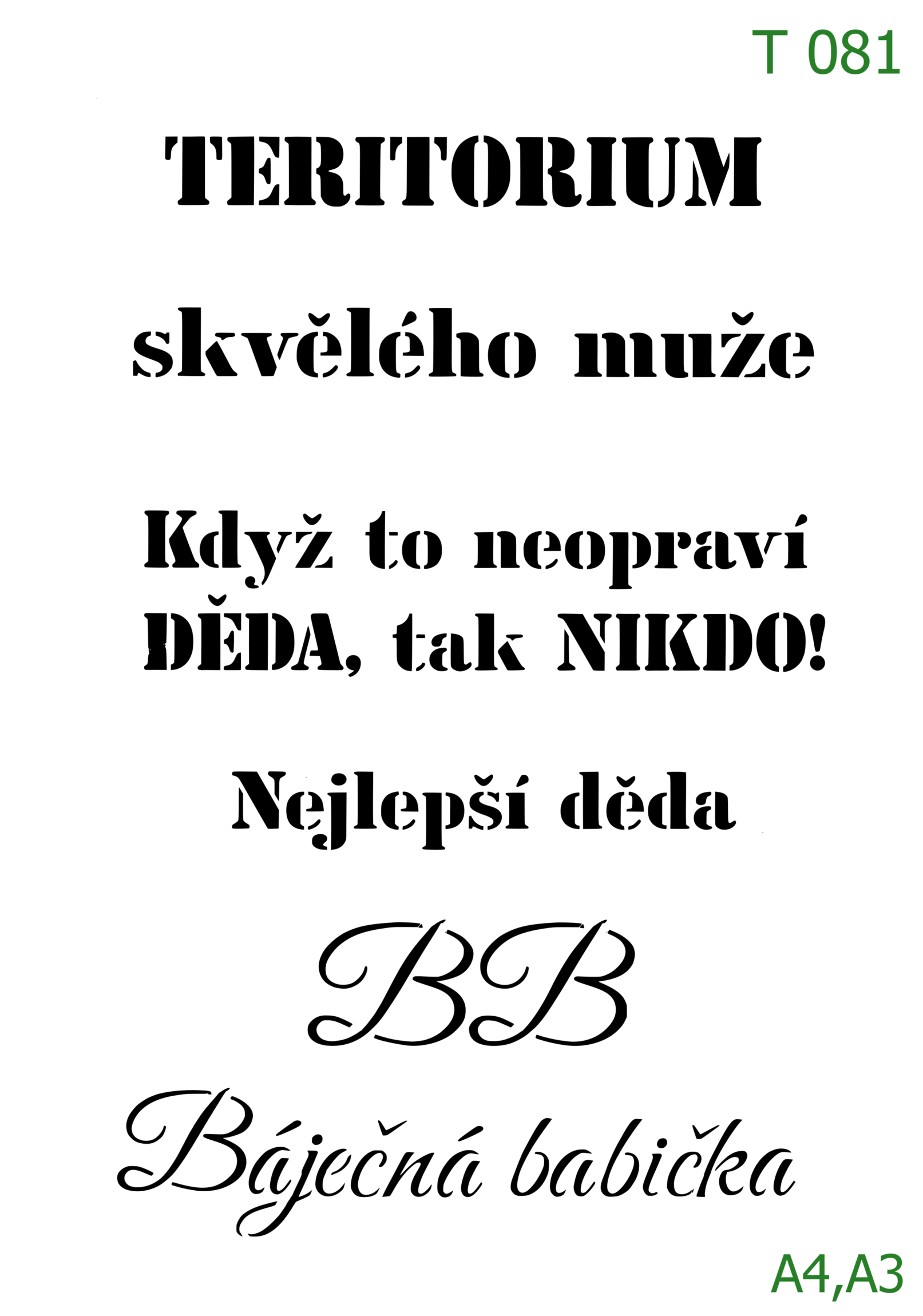 Plastová šablona pro malování - České nápisy - Kaligrafický nápis Na zdraví (T082)