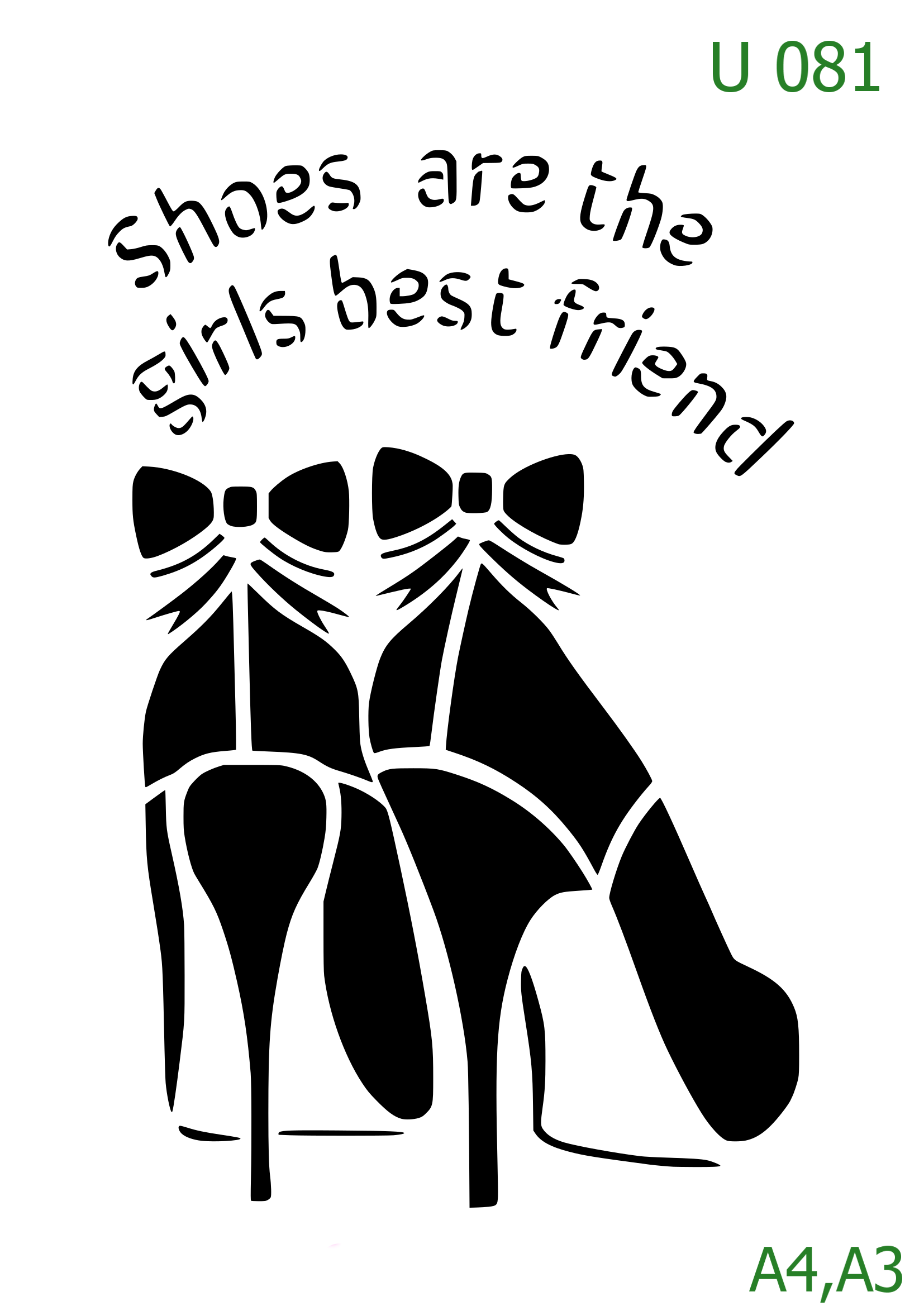 Plastová šablona pro malování - Cizí nápisy - Motiv s dámskými botami na podpatku (U081)