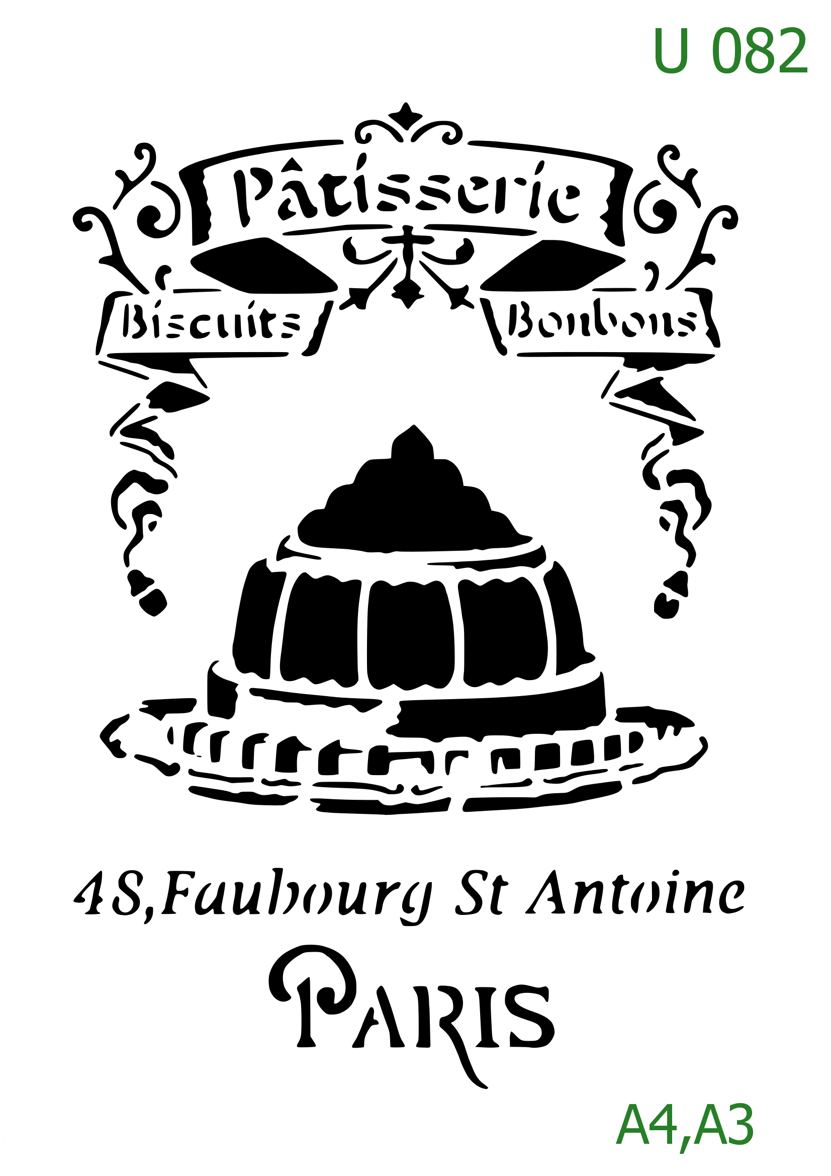 Plastová šablona pro malování - Cizí nápisy - Francouzská kavárna Café de Paris (U082)