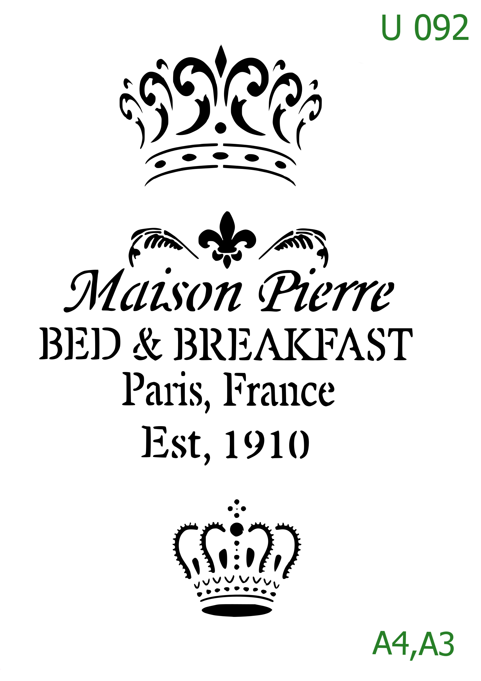 Plastová šablona pro malování - Cizí nápisy - Zdobný štítek Maison Paris (U092)