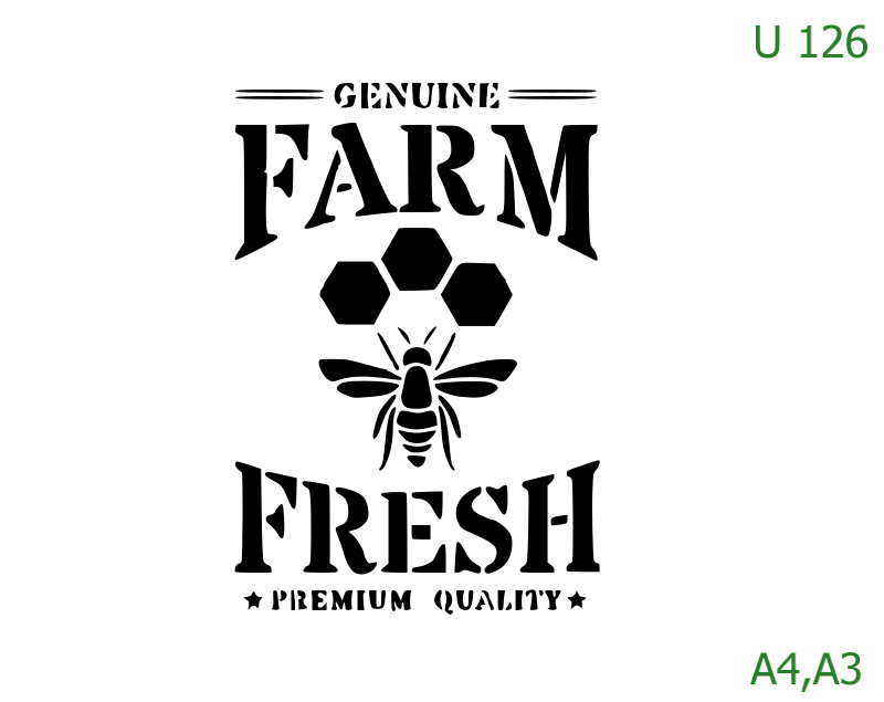 Plastová šablona pro malování - Cizí nápisy - Nápis Farm Fresh s klasem (U126)