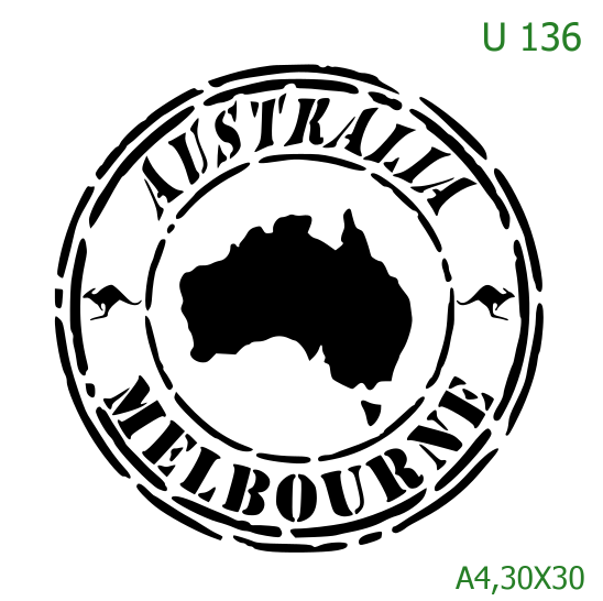 Plastová šablona pro malování - Cizí nápisy - Kulaté logo Australia Melbourne (U136)